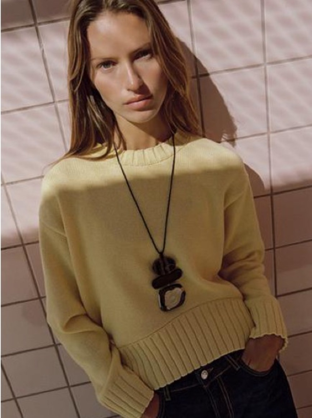 Zara Yellow Women's Crewneck Sweater